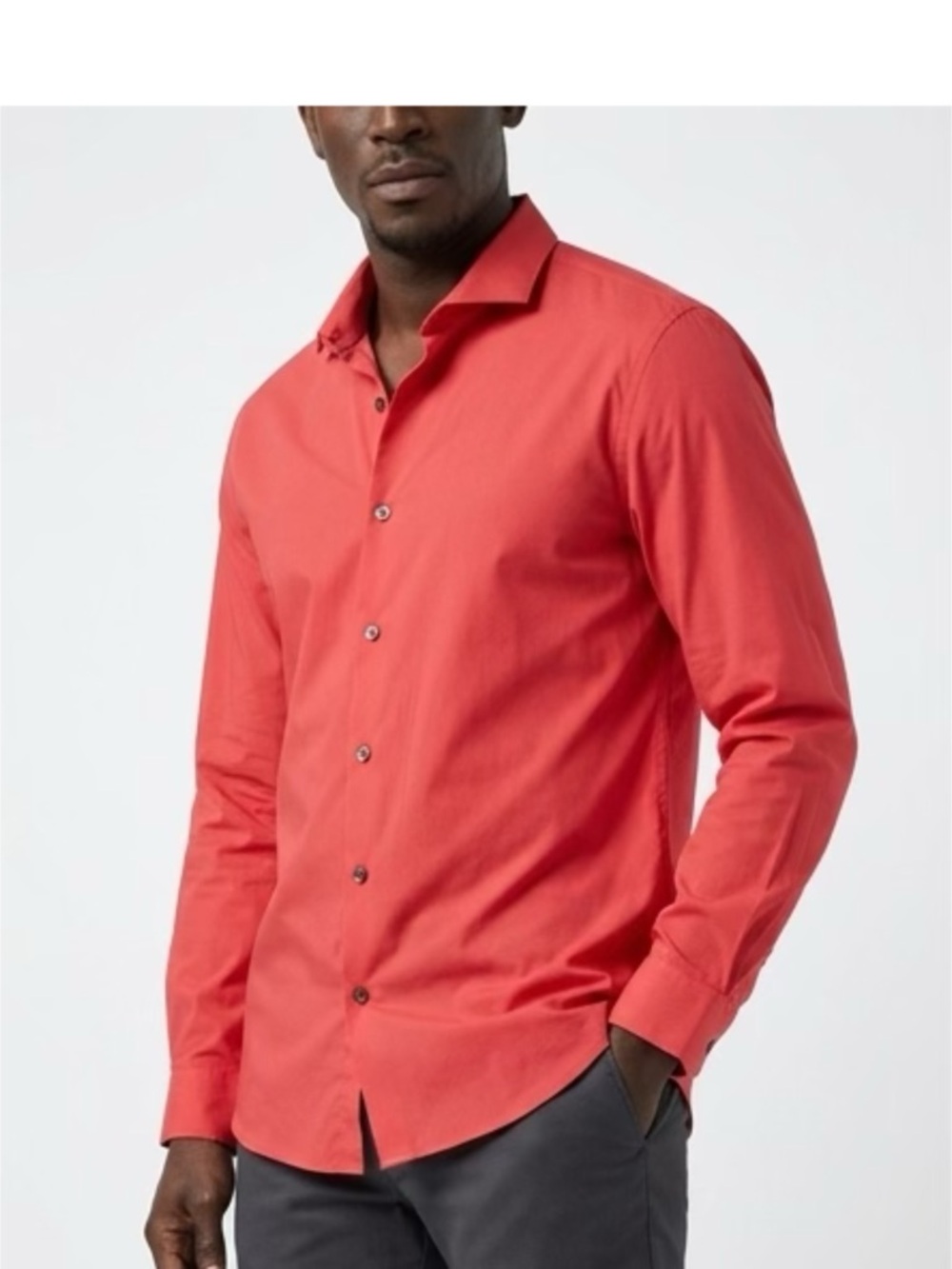 Kenneth Cole Men's Coral-Red Dress Shirt